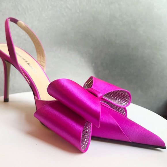 🌺MACH & MACH🌺Le Cadeau 110mm Satin Slingback Fuchsia Pink Pumps Size: 37 - Picture 8 of 15